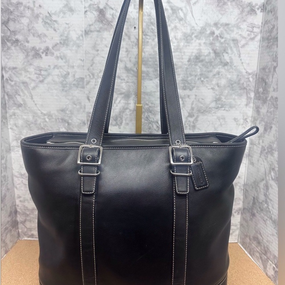 Coach Vintage Hampton Large Black Leather Tote Bag H051-6491